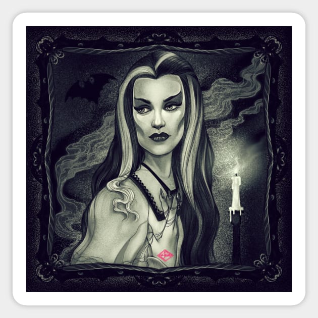 Lily Munster Sticker by zhanadarte